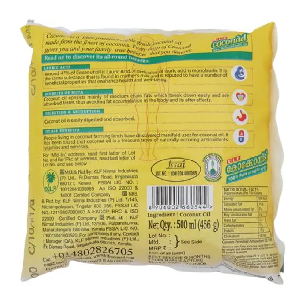 Klf Coconad - Coconut Oil, 500 ml Pouch-2.webp